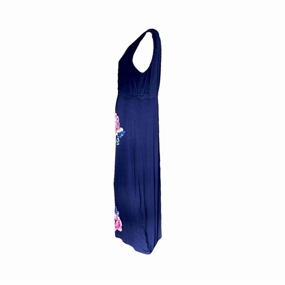 NEW Joules Tansy Maxi Dress Navy Pink Floral Cinched Waist Sleeveless Womens 12 - Picture 3 of 8